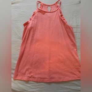 Lilly Pulitzer coral cotton ruffle tank key hole back detail